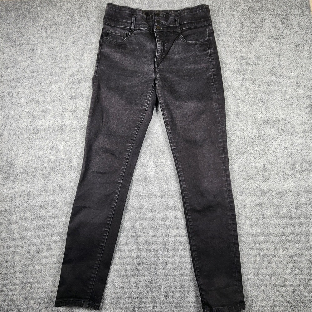 Ann Taylor High Rise Skinny Jeans Womens 8 Faded Black Stretch Denim 509527